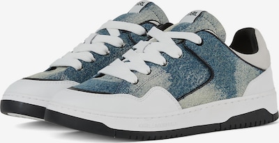 Sportbačiai be auliuko 'KREW DENIM-SNEAKER' iš KARL LAGERFELD JEANS, spalva – tamsiai (džinso) mėlyna / balta, Prekių apžvalga