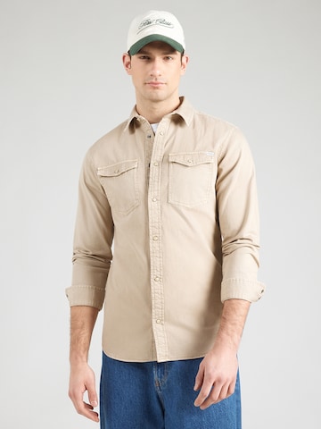 JACK & JONES Slim Fit Skjorte 'JWHSHERIDAN' i beige: forside