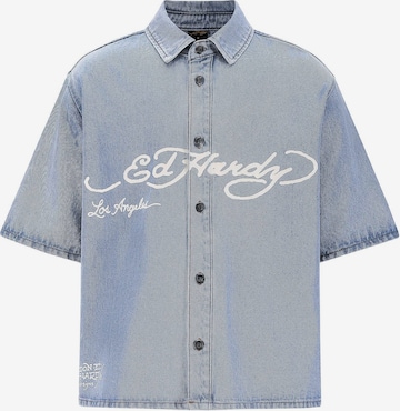 mėlyna Ed Hardy Patogus modelis Marškiniai 'Adler und Sterne': priekis