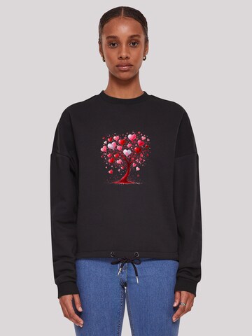 Sweat-shirt 'Herz Baum Aquarell Druck' F4NT4STIC en noir : devant