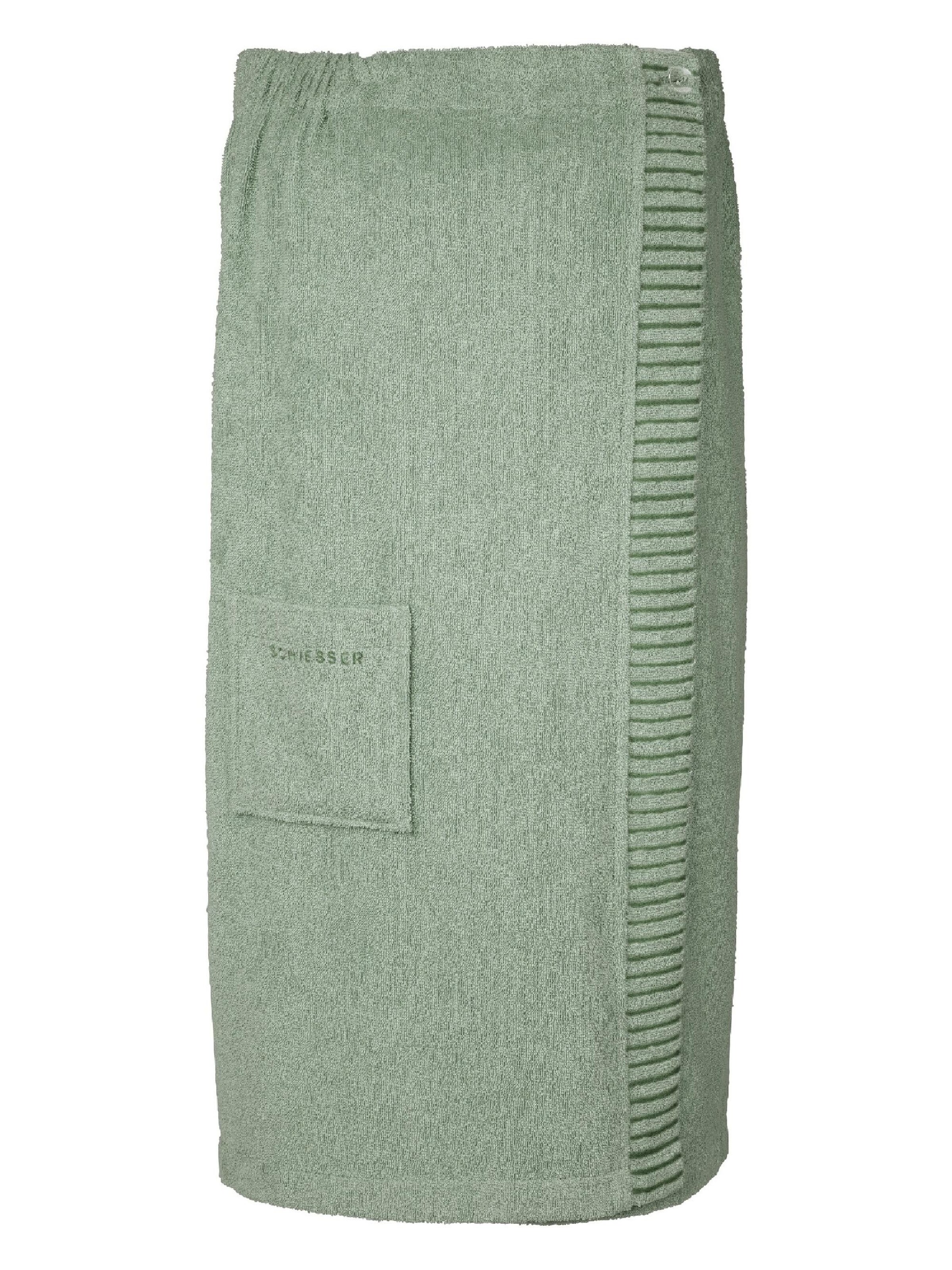 SCHIESSER Short Bathrobe 'Saunakilt Rom Damen' in Green: front