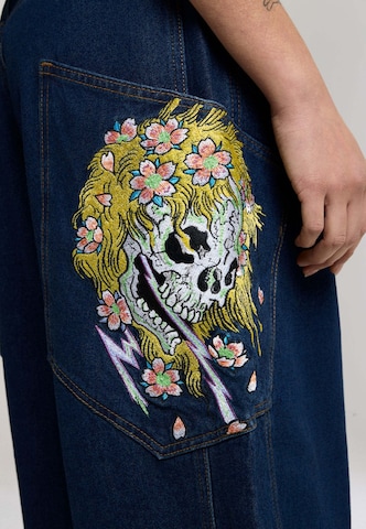 Ed Hardy Loosefit Jeans 'Gothic Skull' in Blau