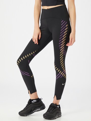 NIKE Skinny Sportbroek in Zwart: voorkant