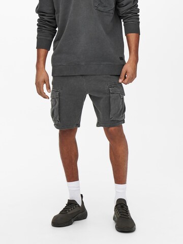 Only & Sons Regular Cargo Pants 'Nicky' in Grey: front