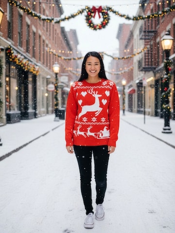 United Labels Sweater 'Weihnachtspullover Rentiere' in Red