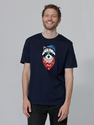 T-Shirt 'Waschbär' Watapparel en bleu : devant