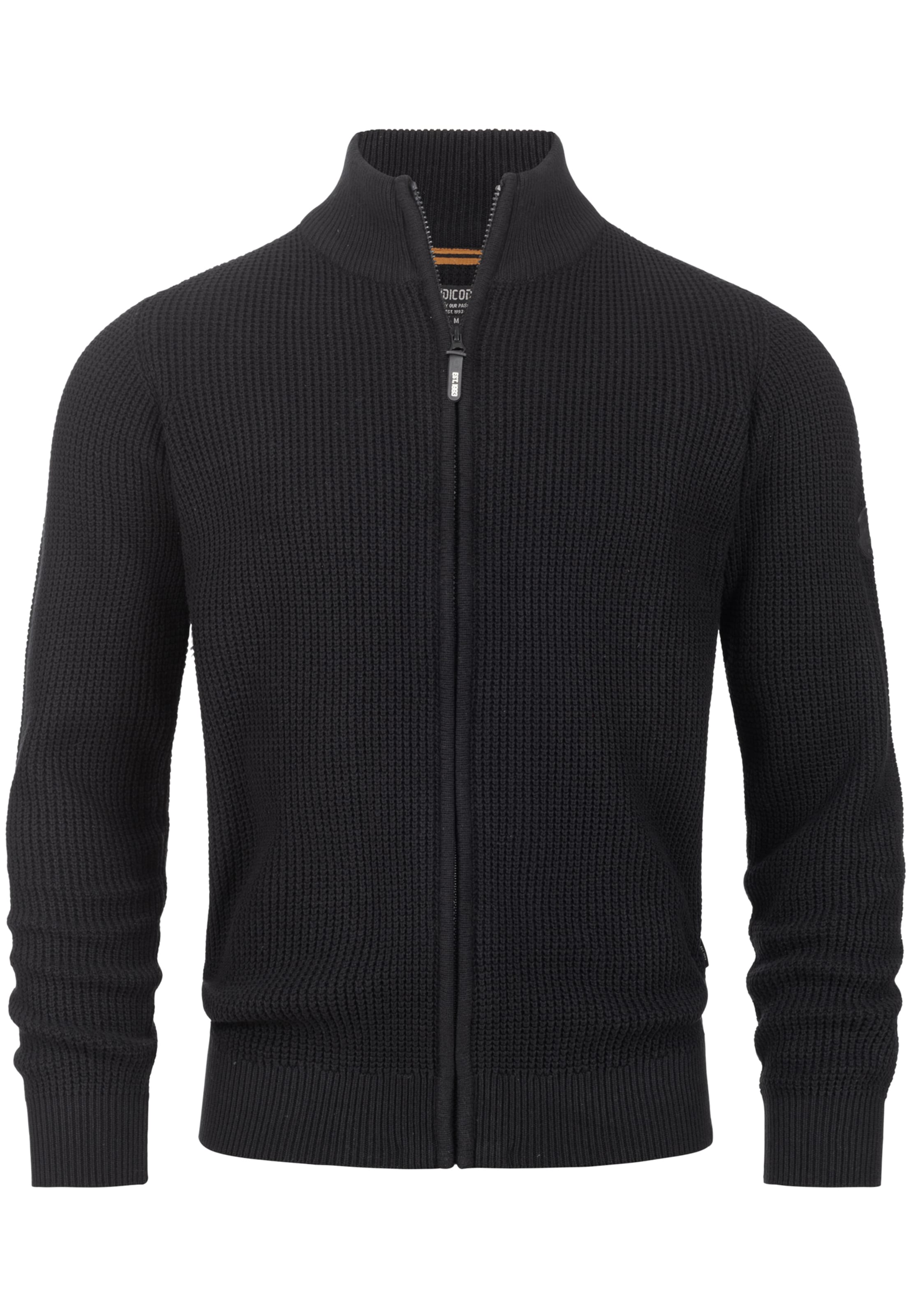 INDICODE JEANS Strickjacke 'Layton' in Schwarz: Vorderseite