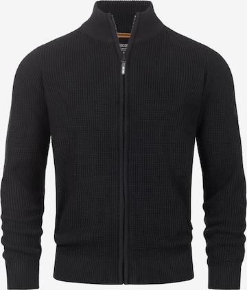 INDICODE JEANS Knit Cardigan 'Layton' in Black: front