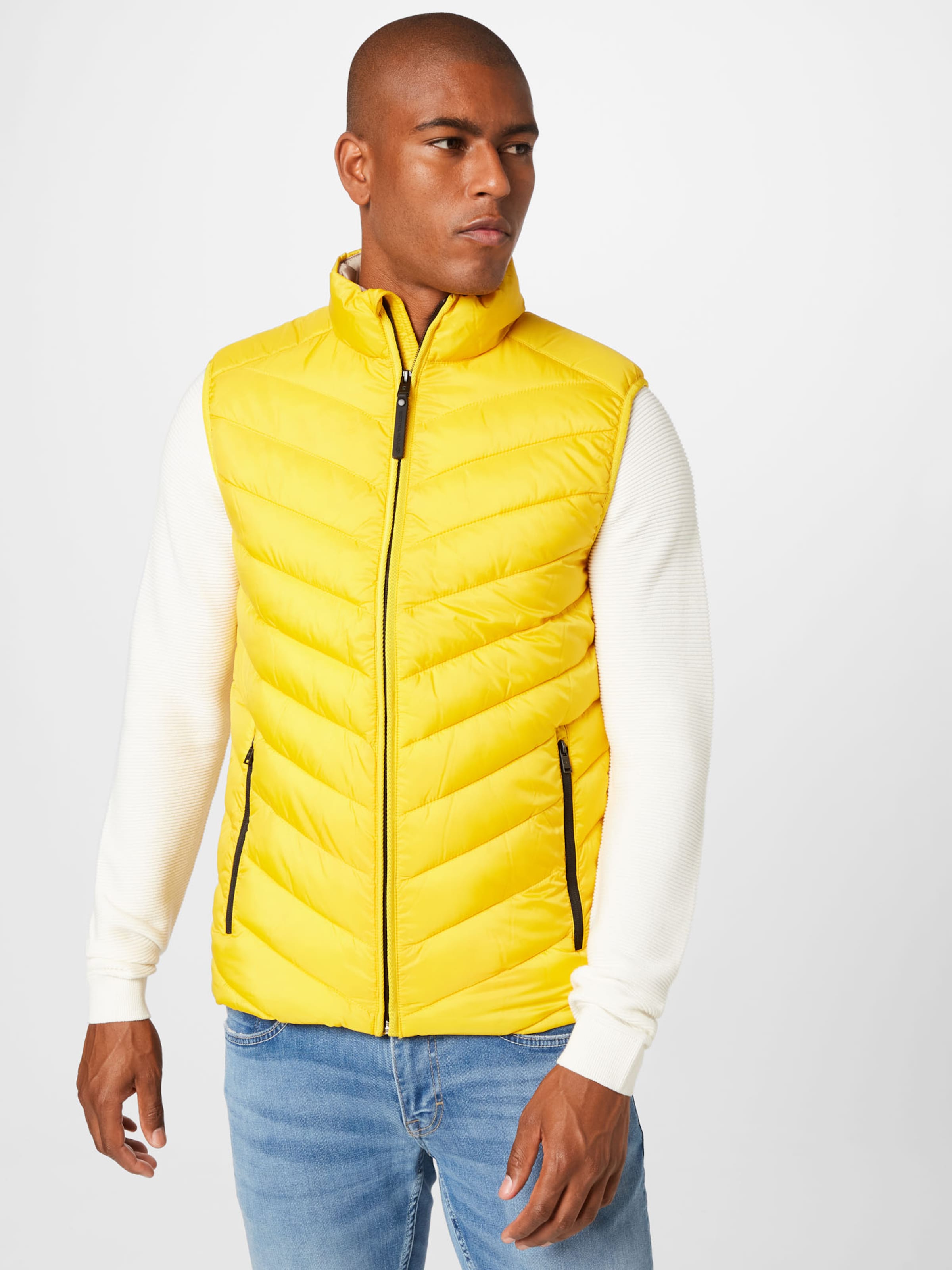 Mens yellow puffer vest sale