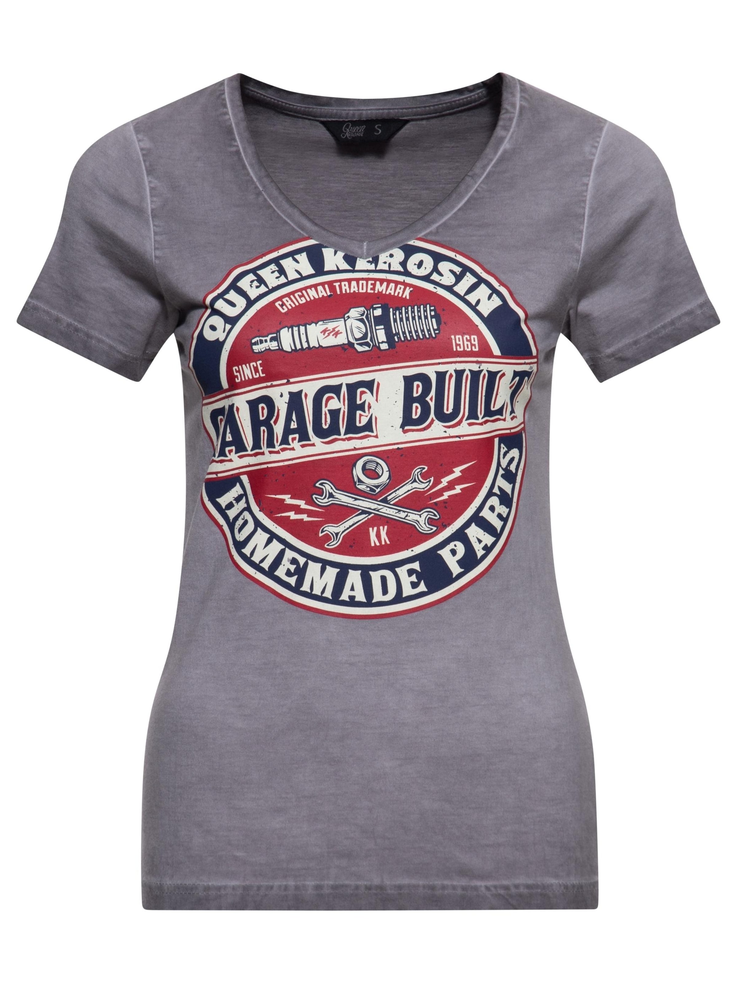 Queen Kerosin Shirt 'Garage Built'‌‌‌‌‌‌‌‌‌‌ in Grau: Vorderseite