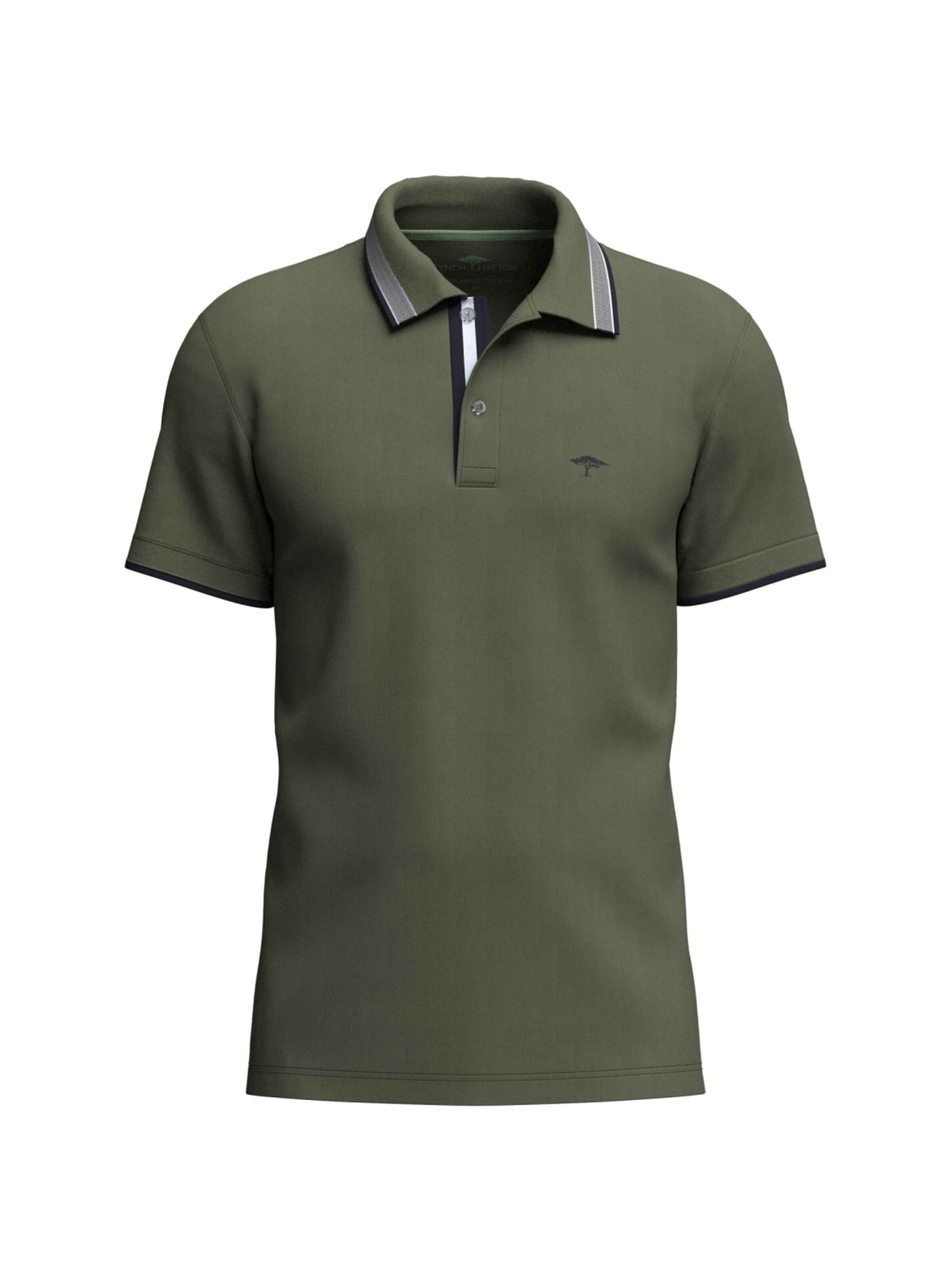 Fynch Hatton Shirt 'Polo, contrast tipping dusty olive'‌‌‌‌‌‌‌‌‌‌ in Grün: Vorderseite