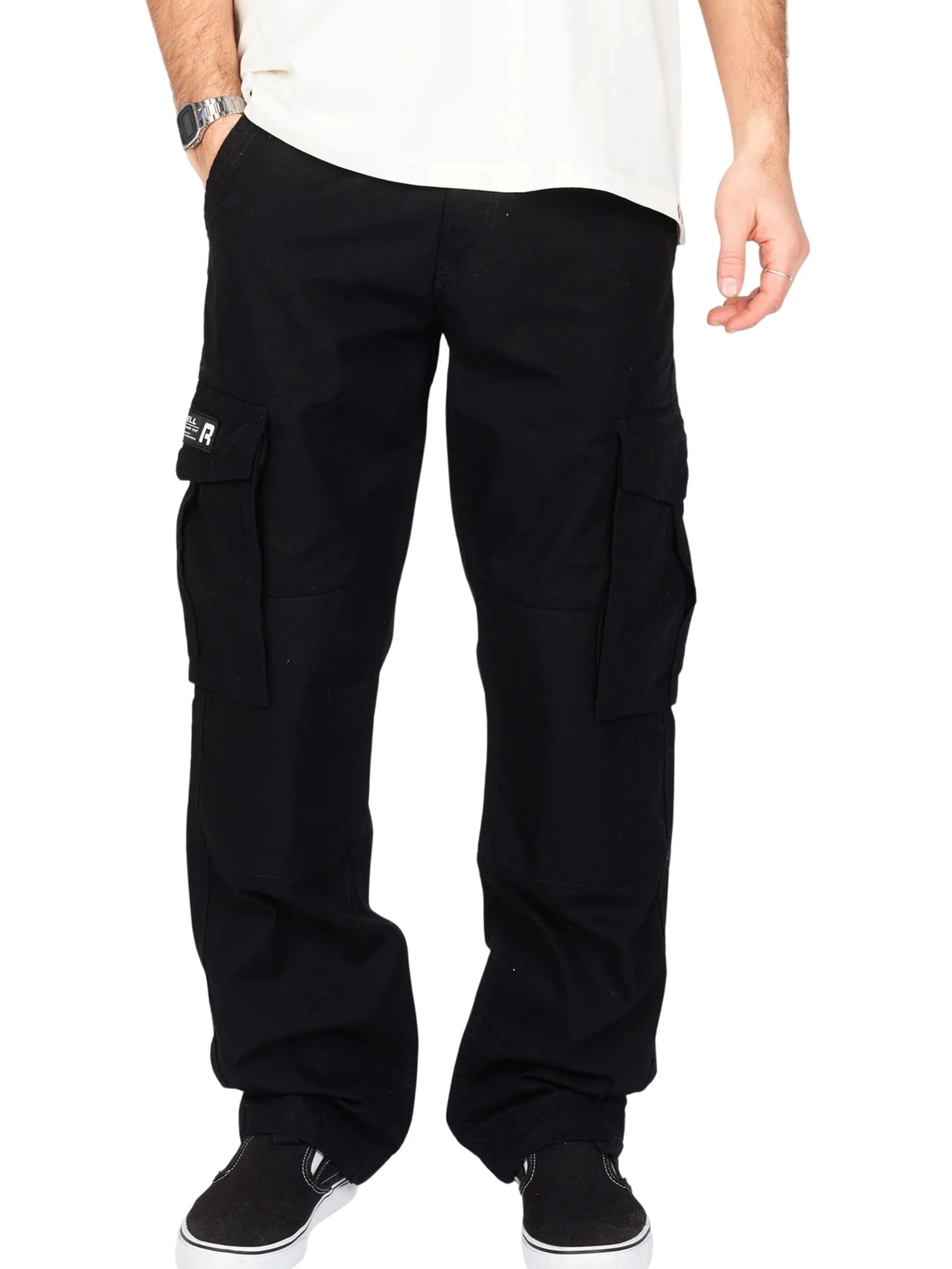 Reell - regular Pantalón deportivo 'Pantalon reel negro ripstop cargo pant' en negro: frente