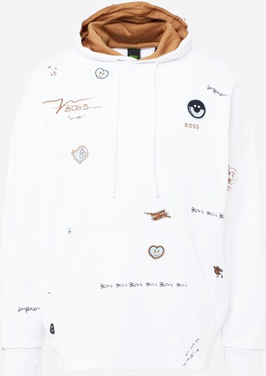 BOSS Green Sweater majica 'Soodyart' u svijetloplava / smeđa / crna / bijela, Pregled proizvoda