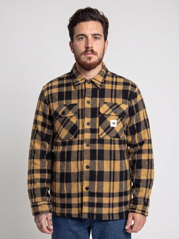 Fit confort Chemise 'Plaid Shacket Yellow Check' CAT en noir