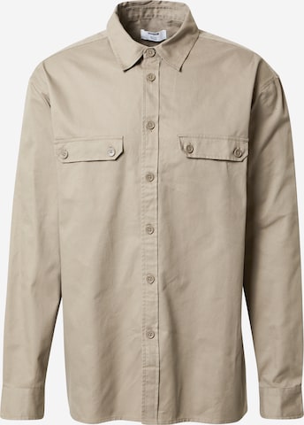 ABOUT YOU x Kevin Trapp Regular fit Button Up Shirt 'Jeremias' in Beige: front