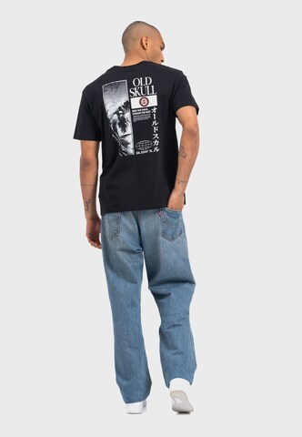 Oldskull T-Shirt 'Asian Lotus Surf' in Schwarz