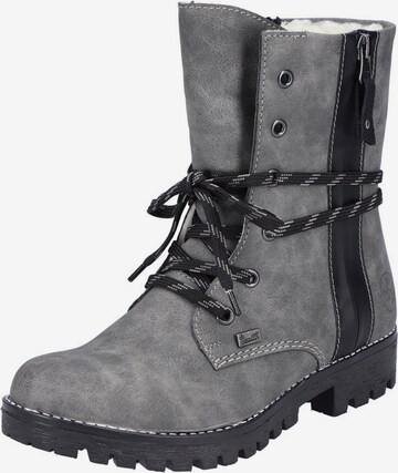 Rieker Lace-Up Ankle Boots in Grey: front