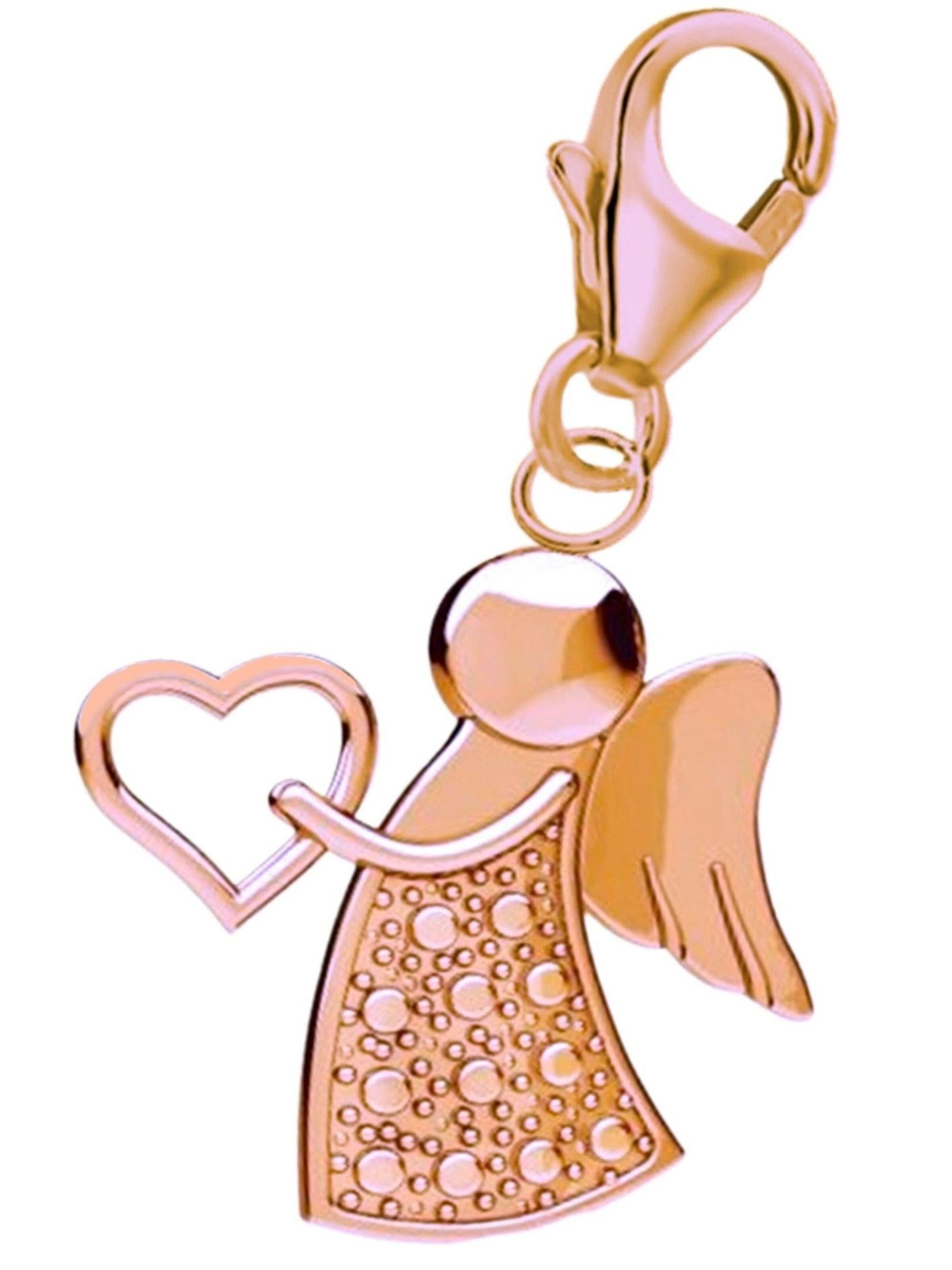 Goldene Hufeisen Pendant 'Schutzengel' in Gold: front