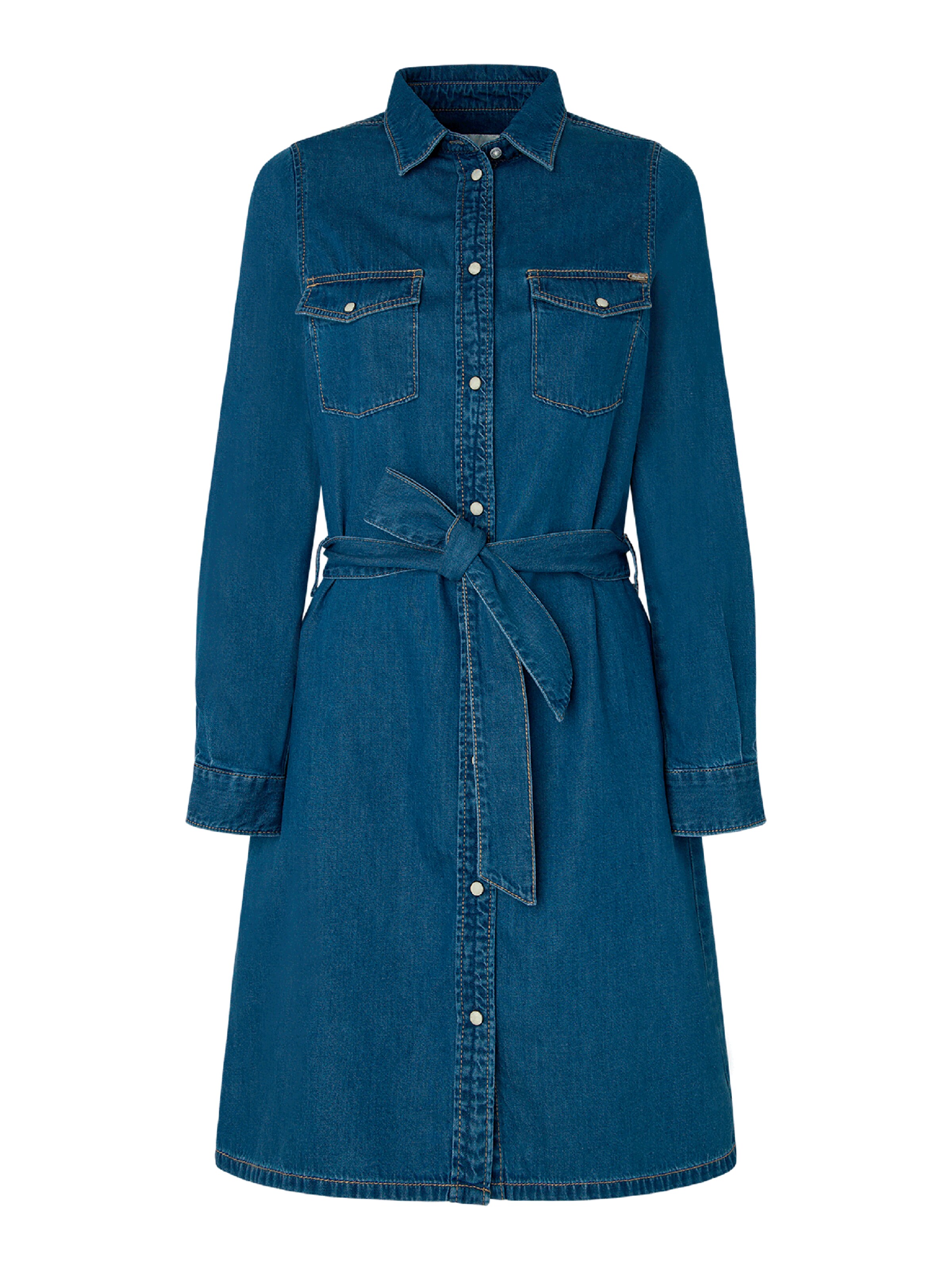 Pepe Jeans Shirt dress in Blue: front