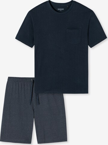 SCHIESSER Regular Short Pajamas 'Ebony' in Blue: front