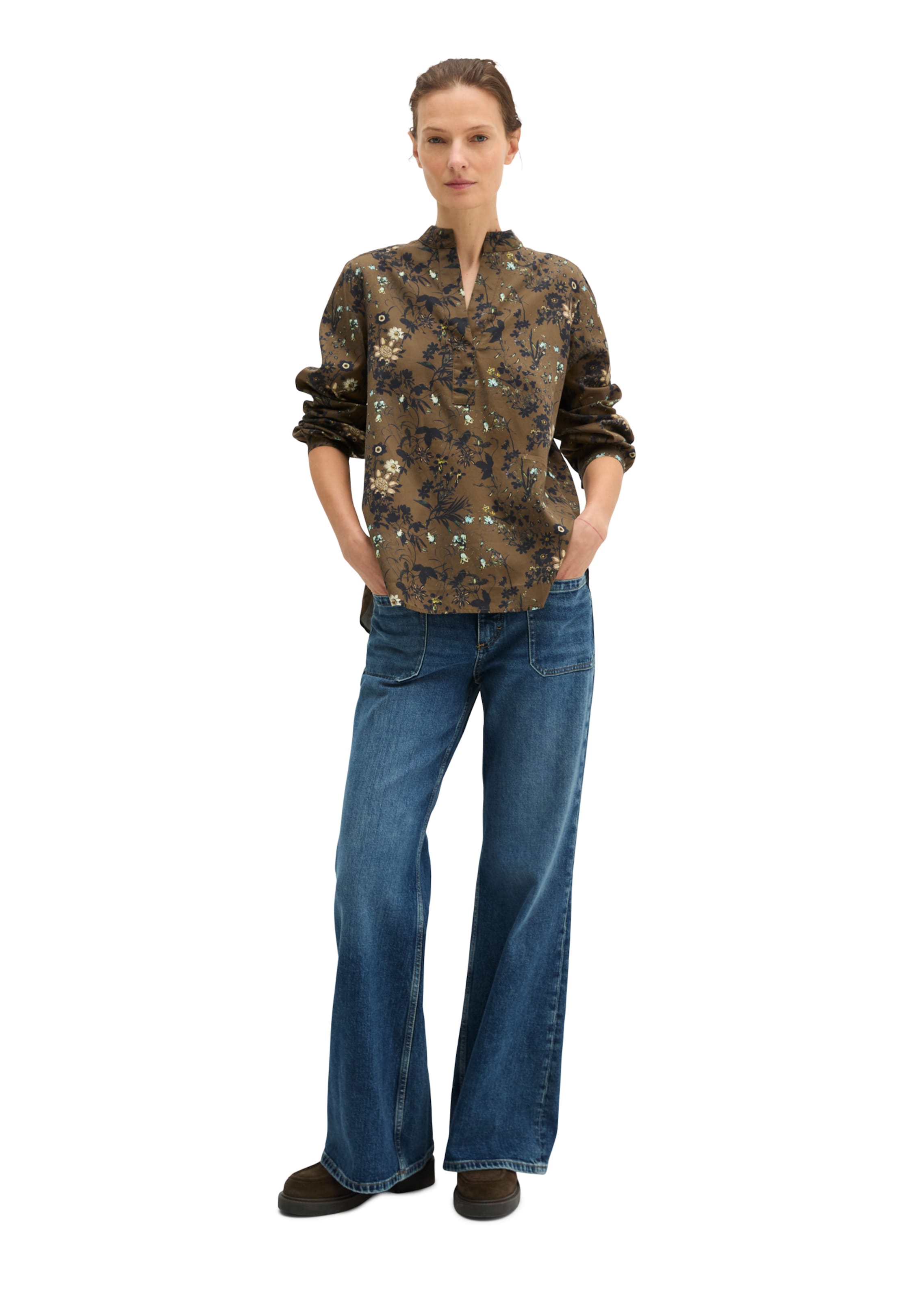 Marc O'Polo Blouse in Bruin: voorkant