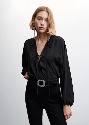 MANGO Blouse 'Volan' in Black: front