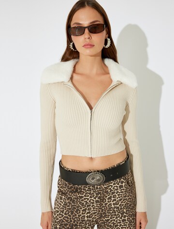 Koton Knit Cardigan in Beige: front