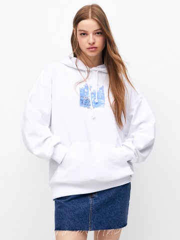 Pull&Bear Sweatshirt in Weiß: predná strana