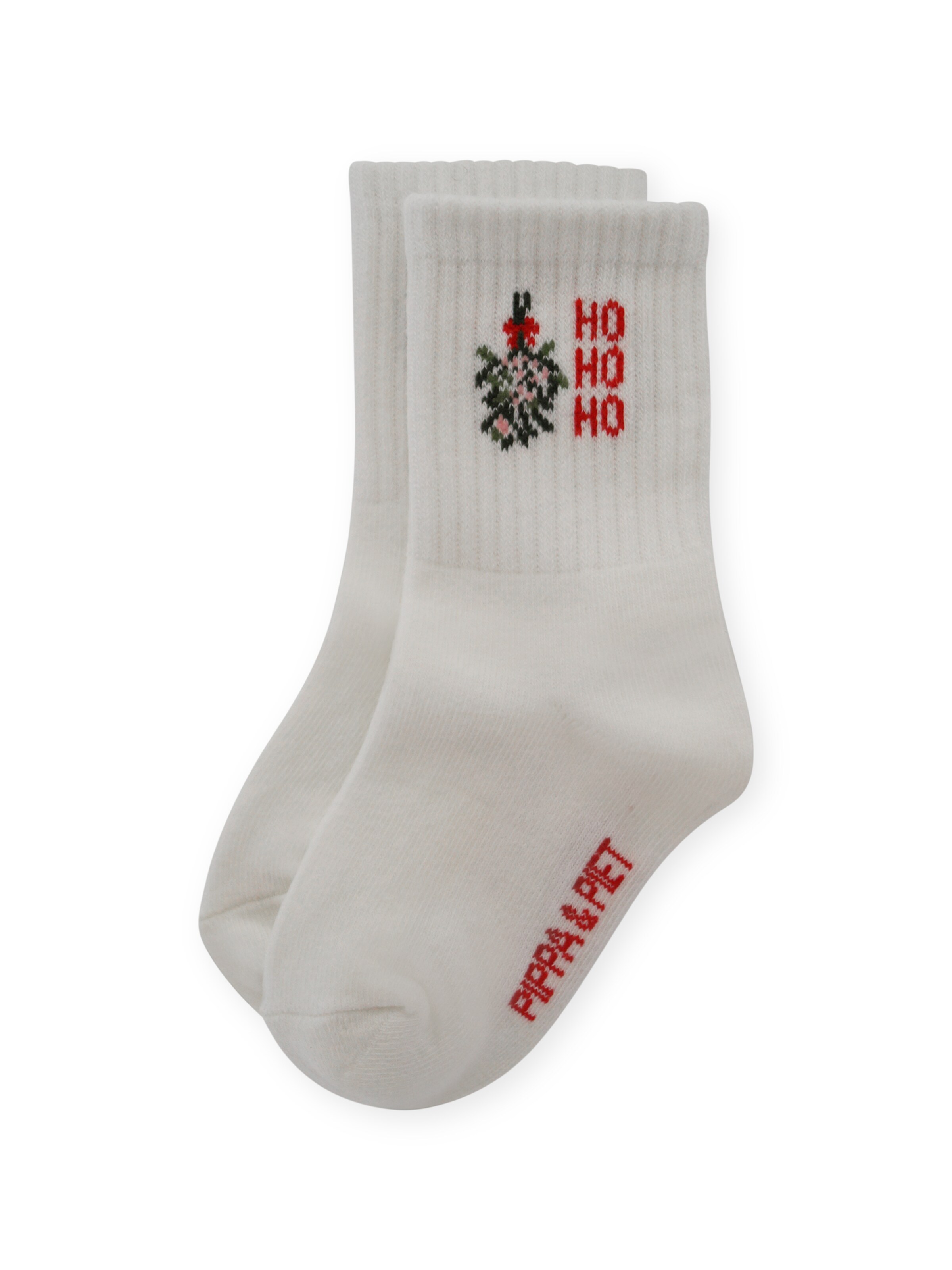 Pippa & Piet Socks 'HO HO HO' in White: front