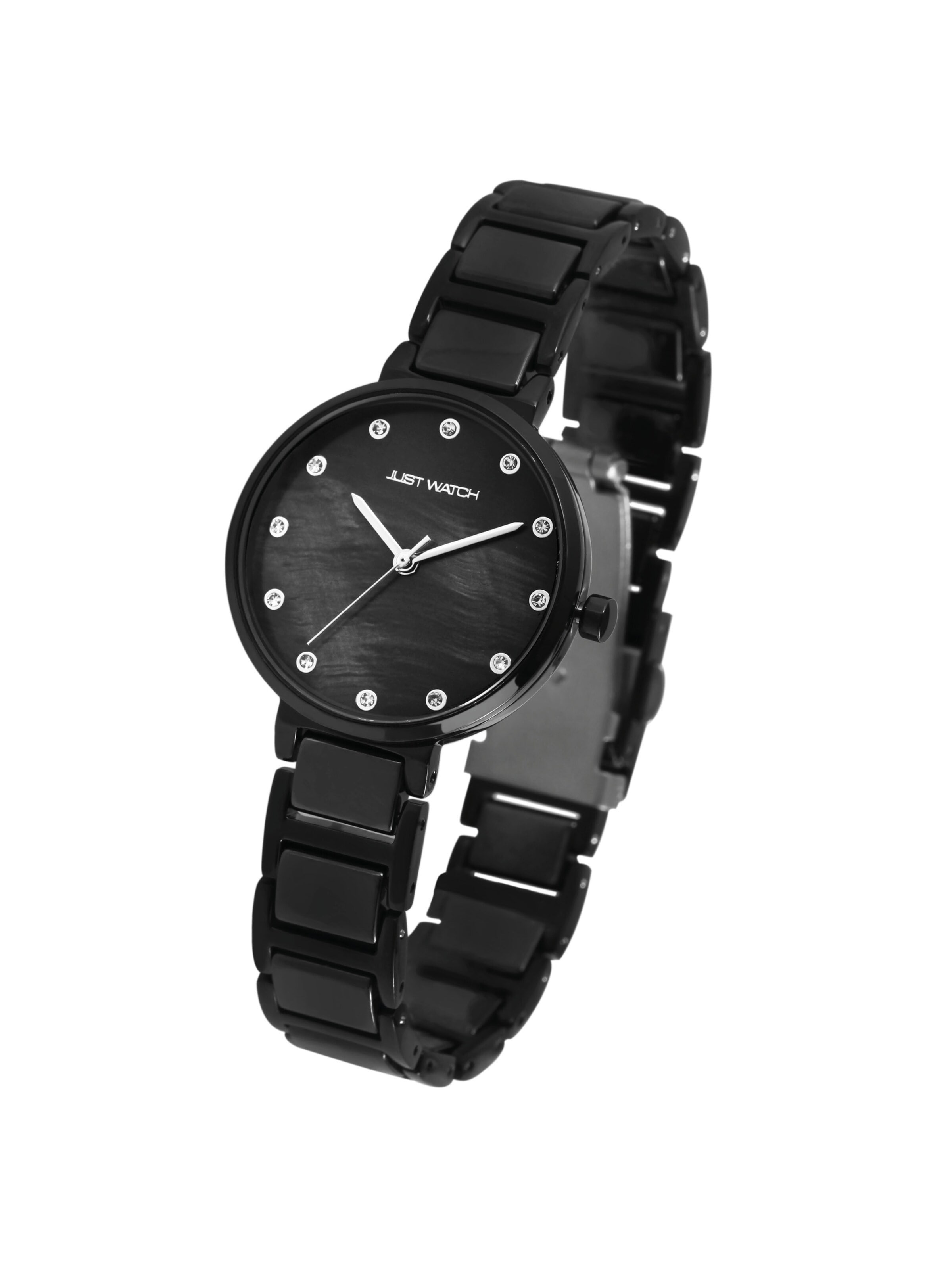 Just Watch Analog Watch 'Patricia, Mineralglas' in Black: front