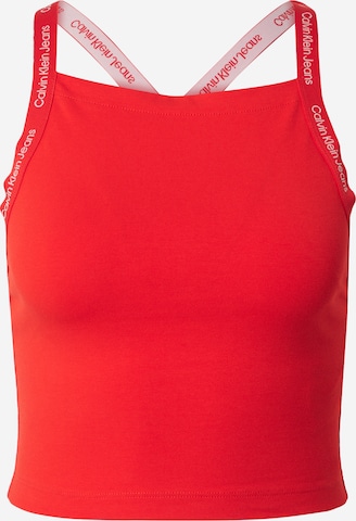 Calvin Klein Jeans Regular Cropped Tanktop mit Logo Tape ' ' in Rot: predná strana