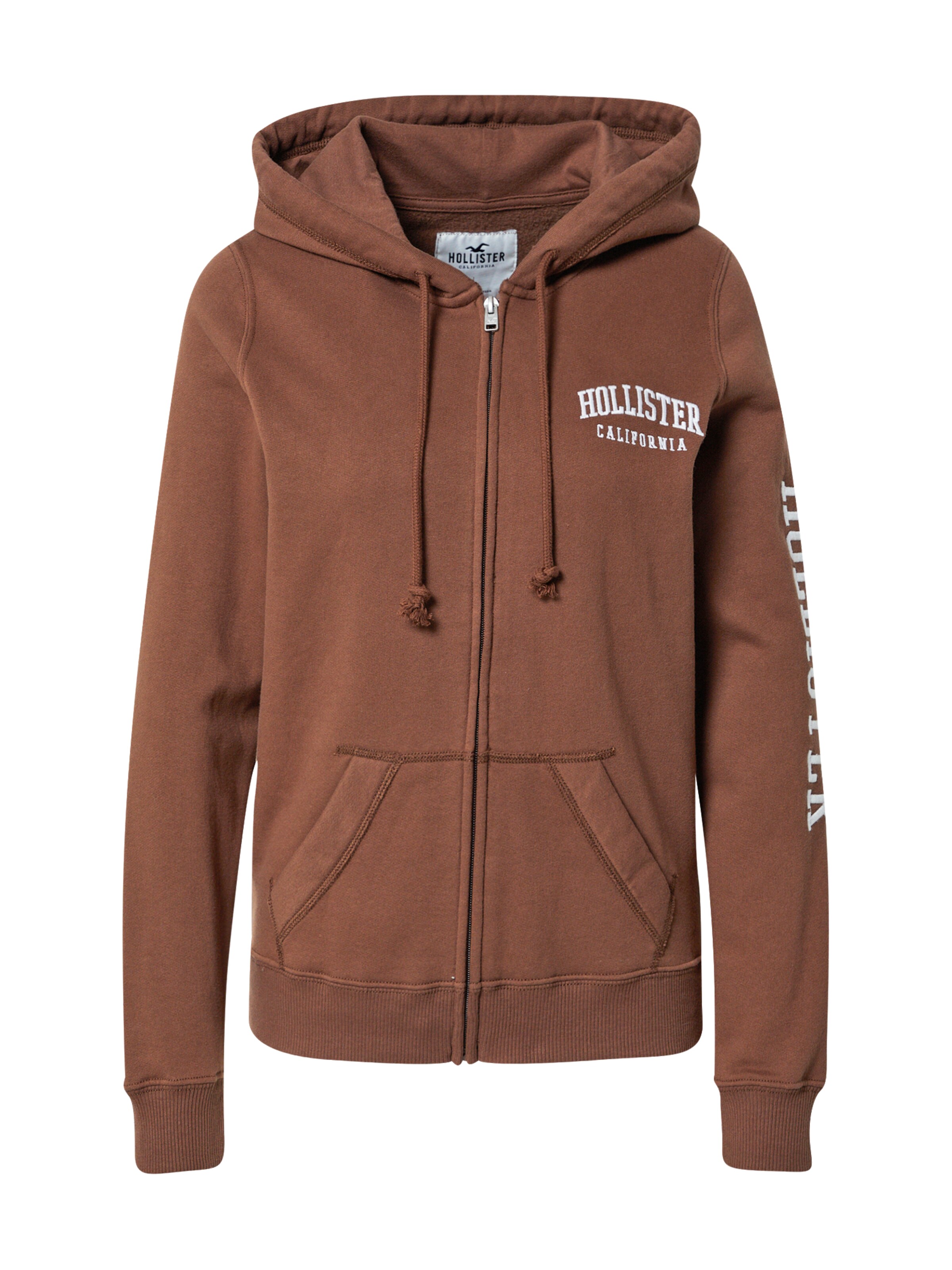 HOLLISTER Zip-Up Hoodie in Brown | ABOUT YOU
