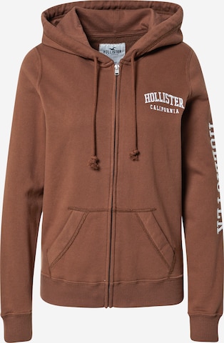 HOLLISTER Sweat jacket in Brown: front