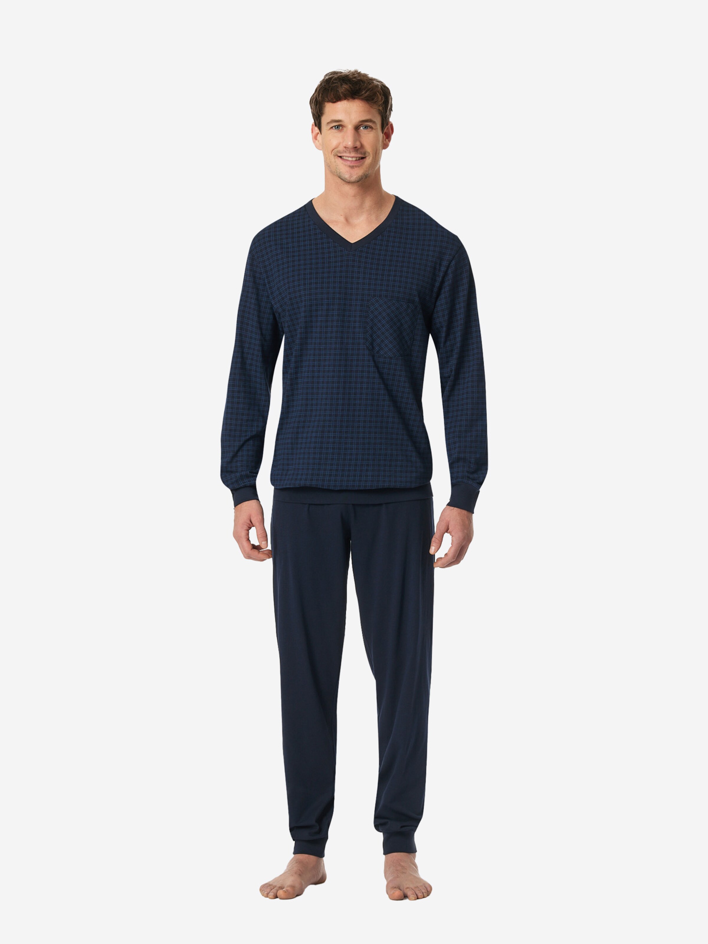 Pyjama long ' Comfort Essentials ' SCHIESSER en bleu : devant