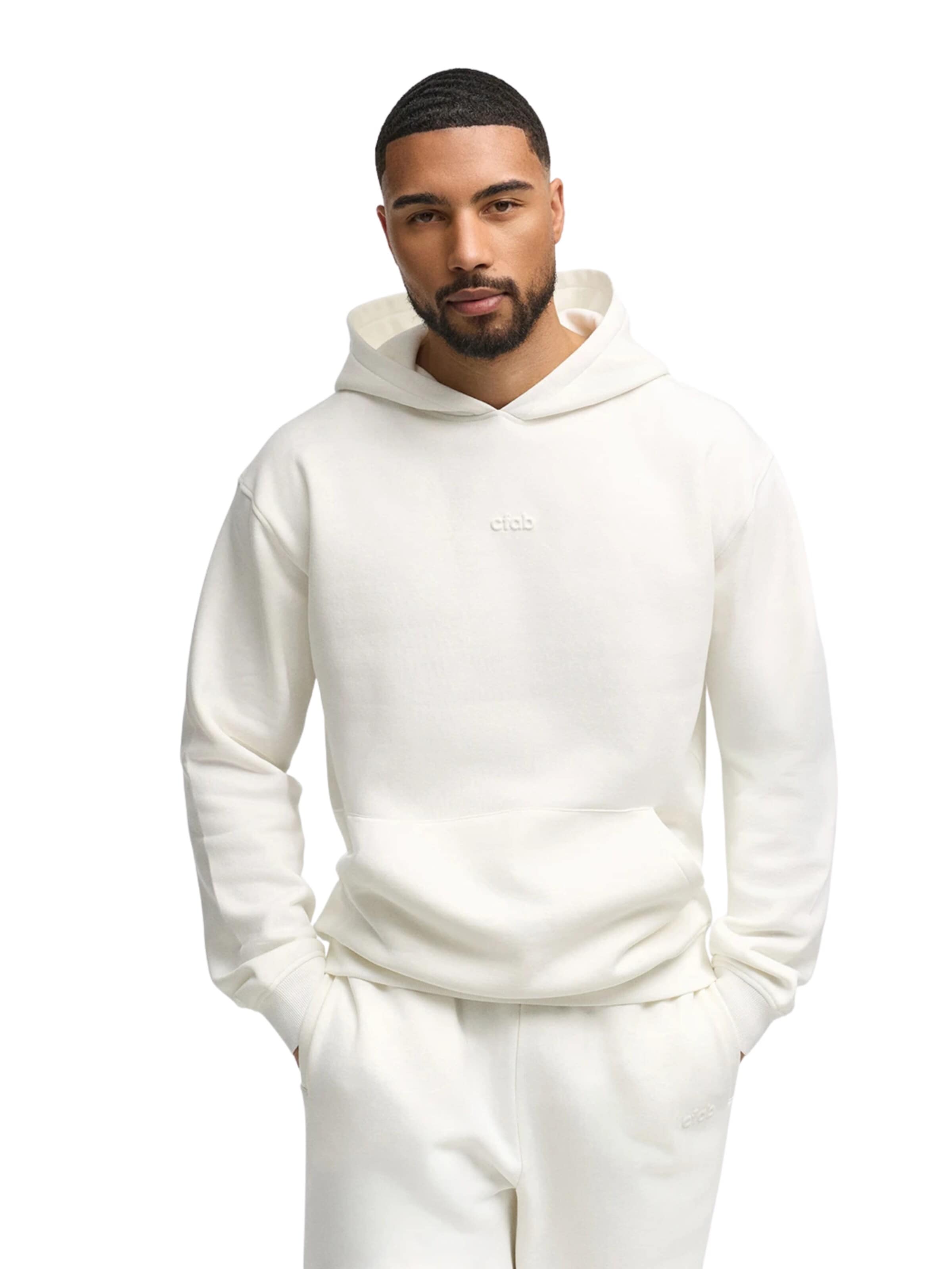 cfab (formerly creamy fabrics) - Sudadera 'Menswear Relaxed Fit Classic Hoodie' en blanco: frente