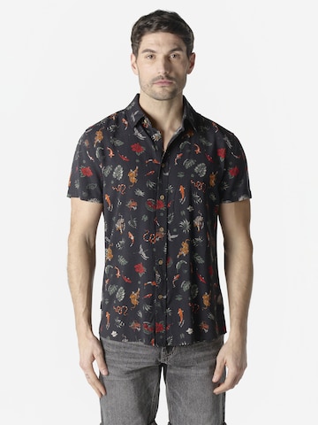 KOROSHI Regular fit Button Up Shirt in Black: front