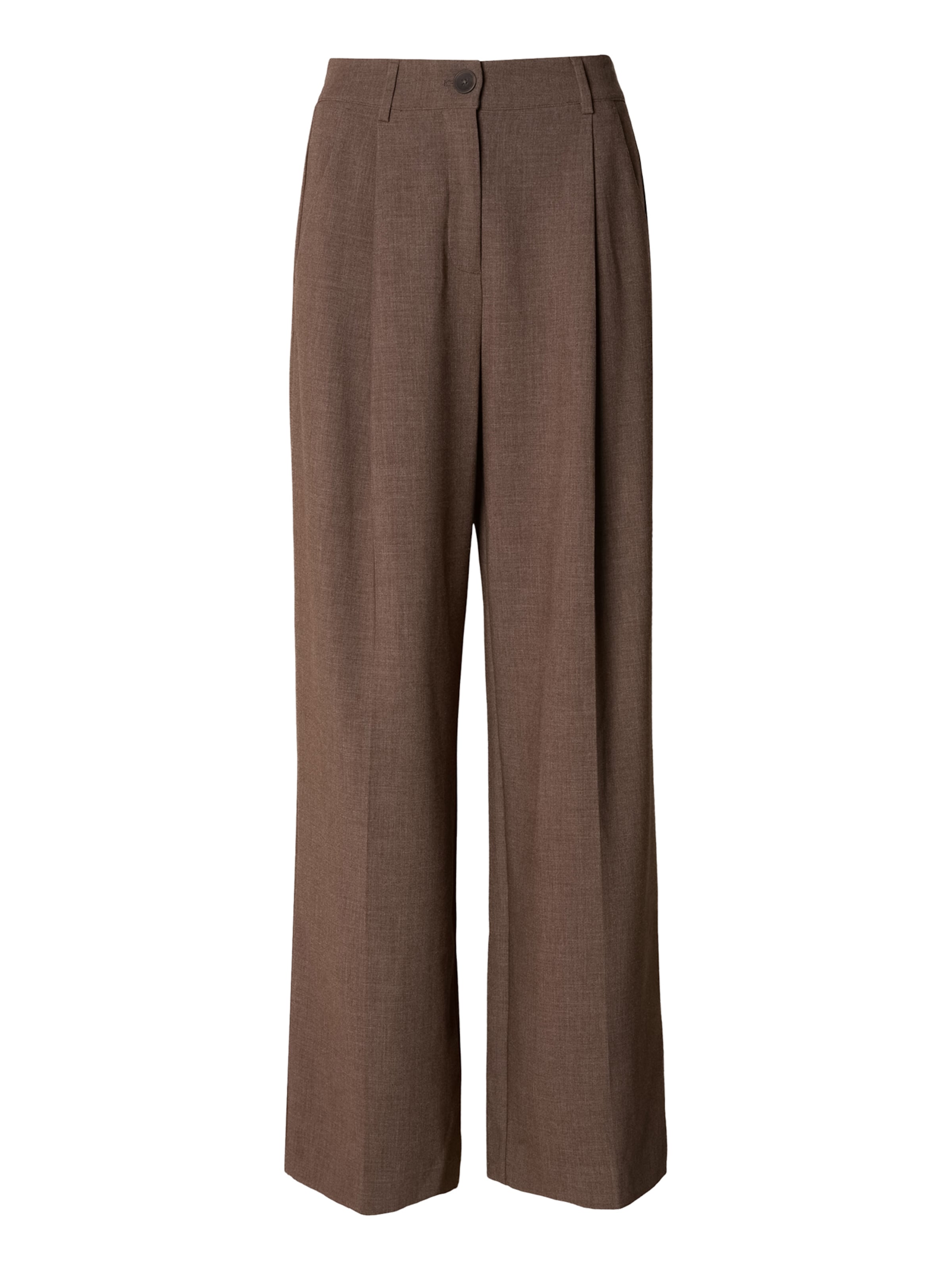 MSCH COPENHAGEN Wide leg Trousers with creases 'Rosina Michelle' in Brown: front