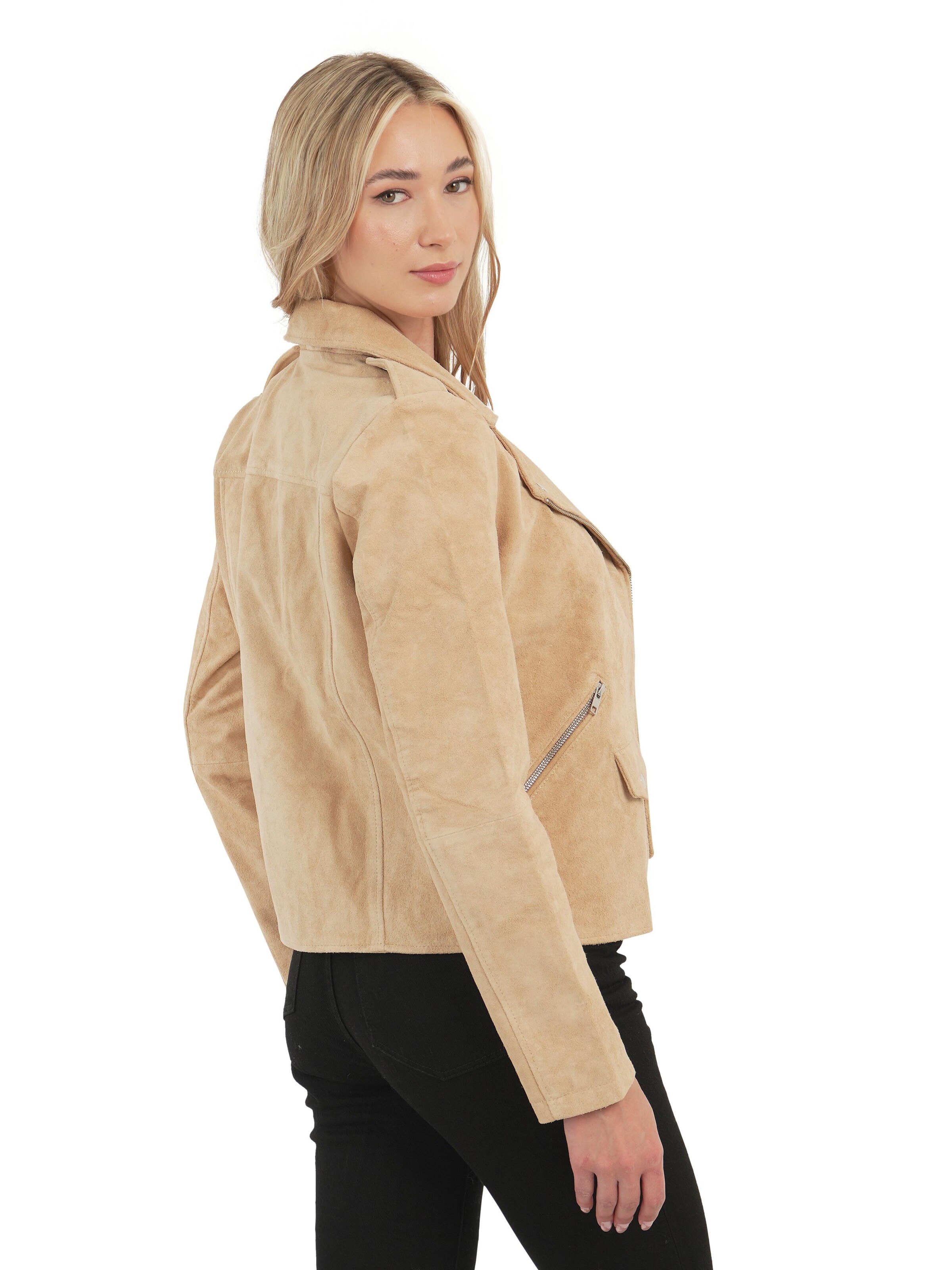 Chic and Clicks - Chaqueta de entretiempo 'Camel Suede' en beige