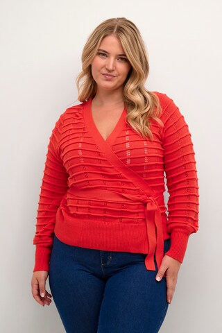 KAFFE CURVE Knit Cardigan 'Cemmi' in Red: front