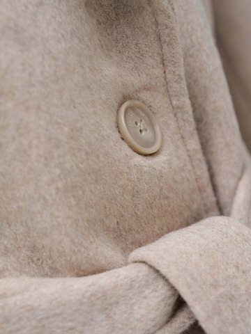 Salsa Jeans Wintermantel 'Long Wool Coat Faux Fur Belt' in Beige