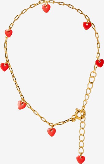 Lulu Copenhagen Armband 'LOVE U' in gold / rot, Produktansicht