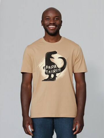 T-Shirt ' Papasaurus ' Watapparel en beige : devant