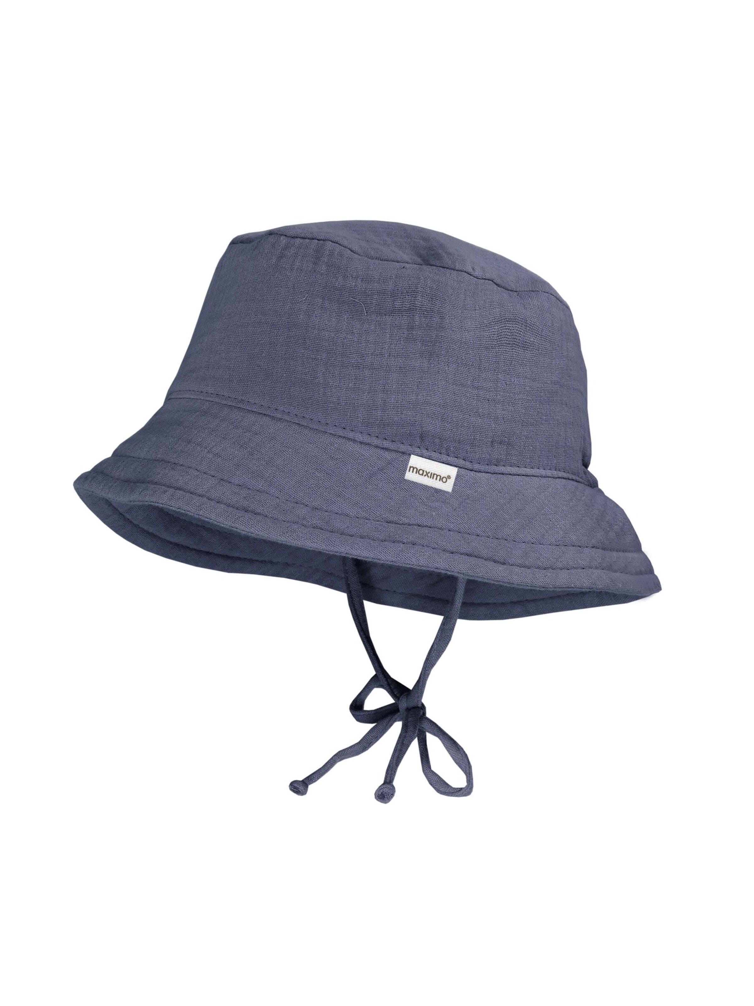 MAXIMO Hat 'GOTS MINI-Hut, Bindeband Musselinstoff, Futter, UV' in Blue: front