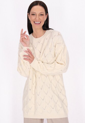 Pullover extra large di Usha in bianco: frontale