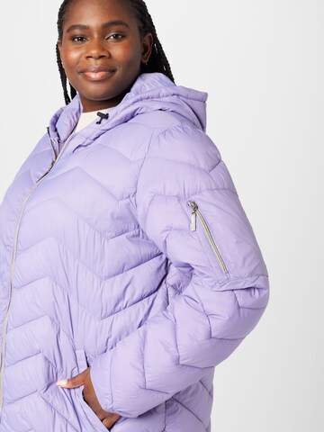 Fransa Curve Winter Coat in Purple