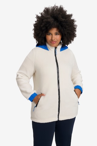 Ulla Popken Fleece Jacket in White: front