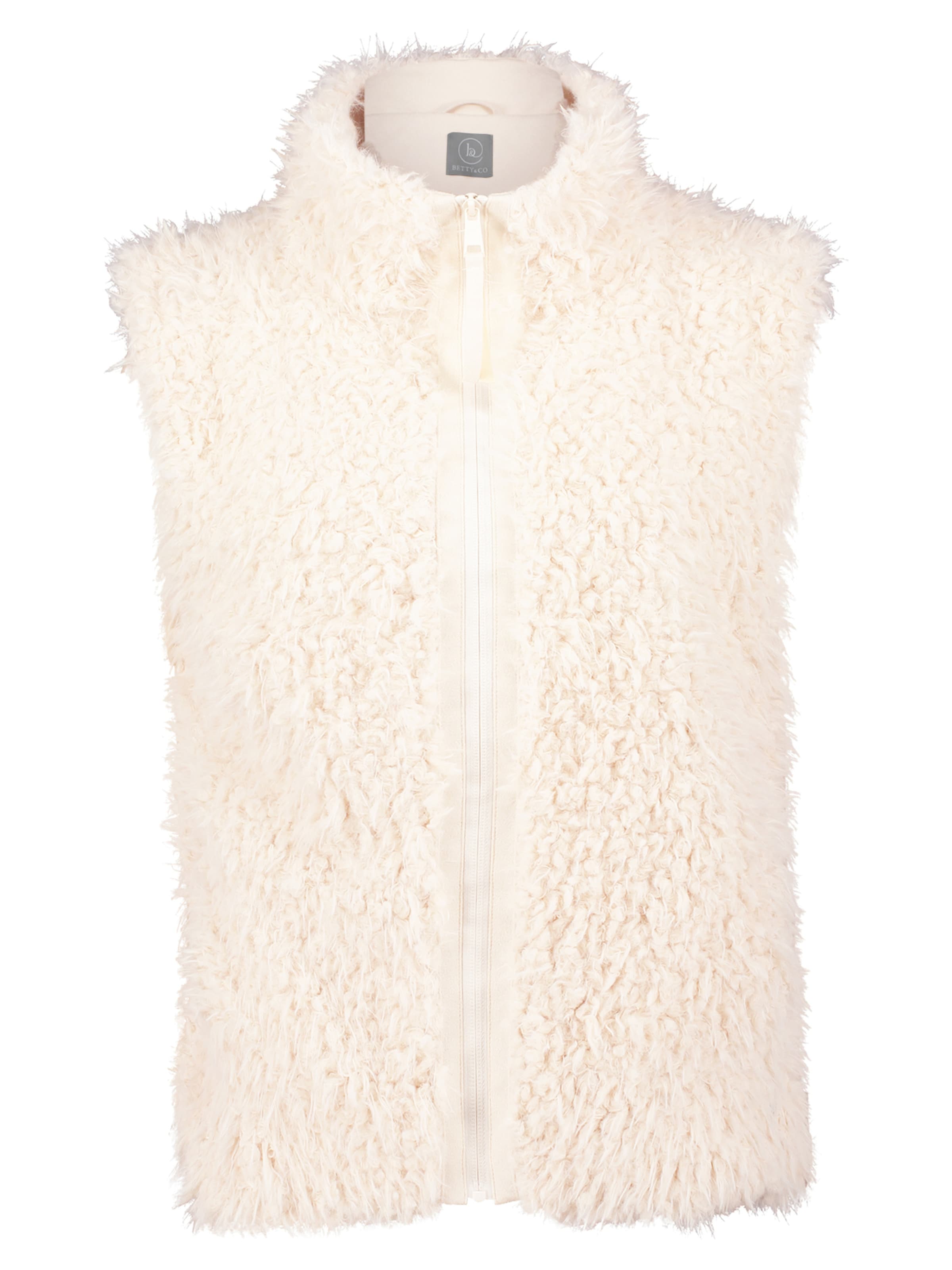Betty & Co Kunstfell-Weste mit Stehkragen in Beige: Vorderseite