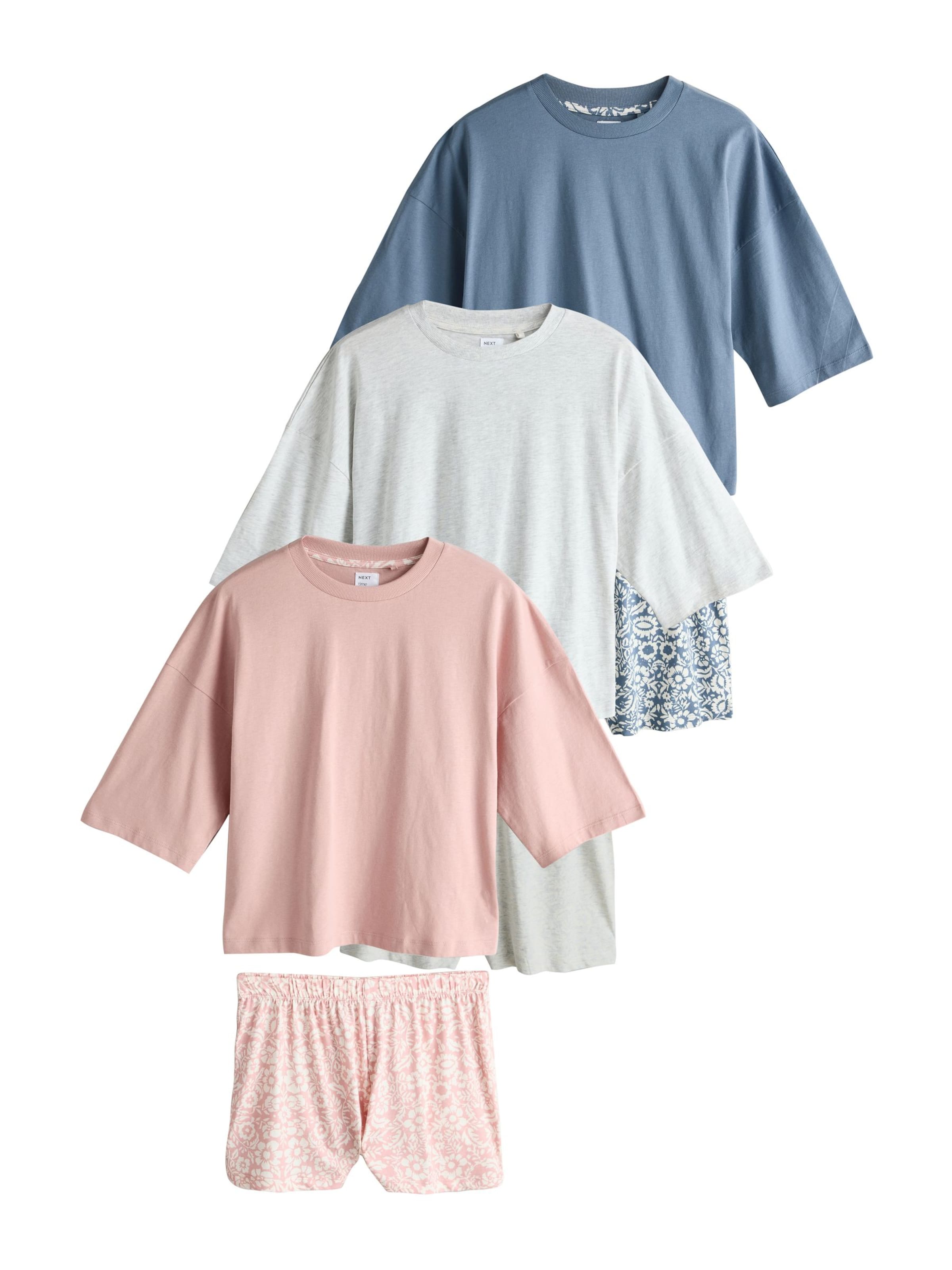 Next Shorty i dueblå / grå-meleret / pudder, Produktvisning