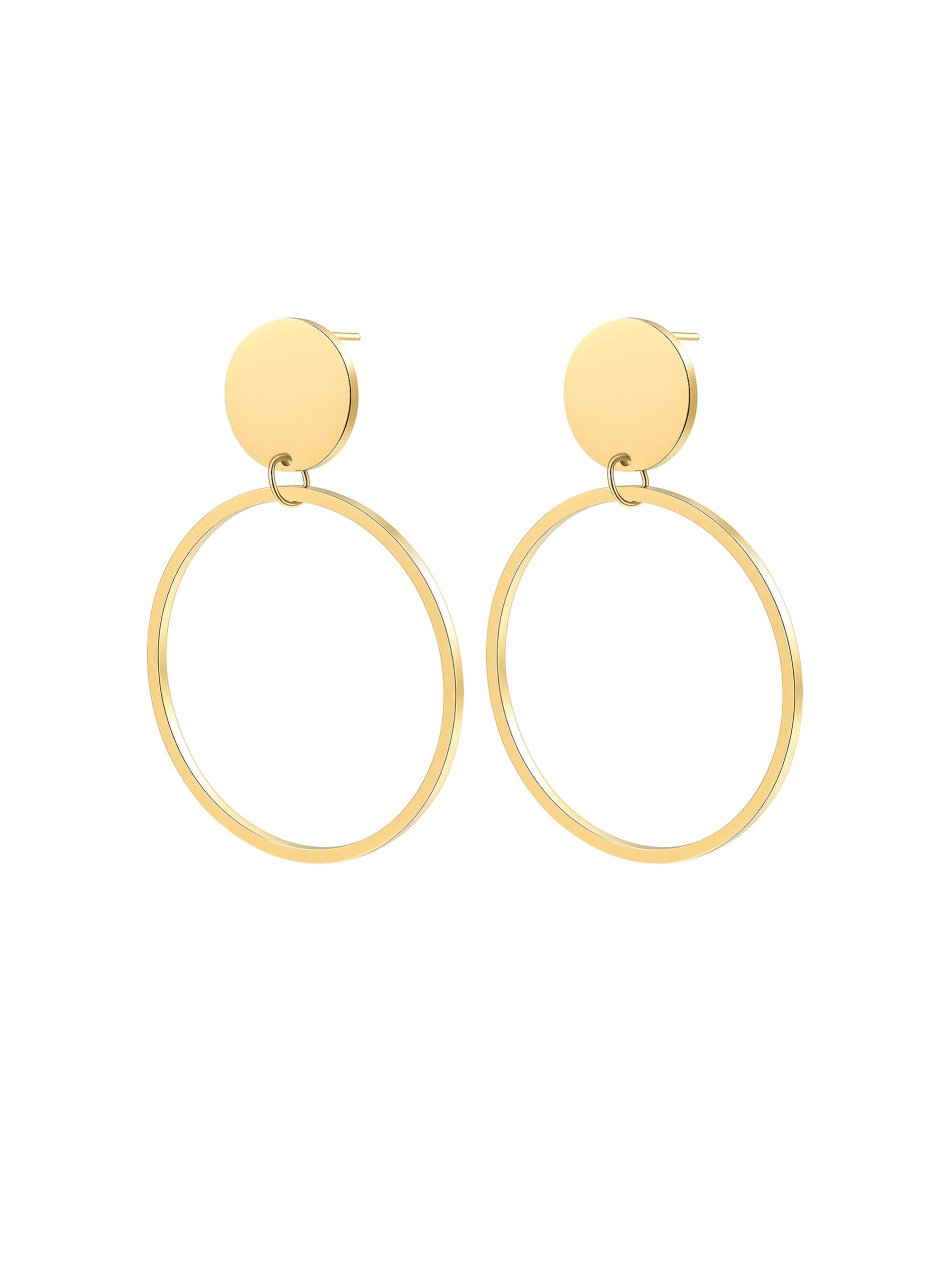 Orecchini 'Round Drop Hoop' in One Size Hey Happiness di colore oro, Visualizzazione prodotti