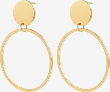 Orecchini 'Round Drop Hoop' di Hey Happiness in oro: frontale